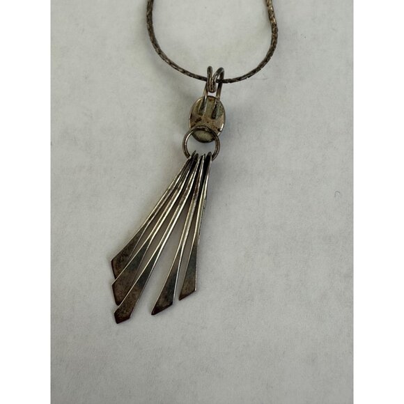 Vintage 60's Native American Navajo Sterling Blue Turquoise Dangle Pendant Neckl - Picture 13 of 14